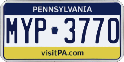 PA license plate MYP3770