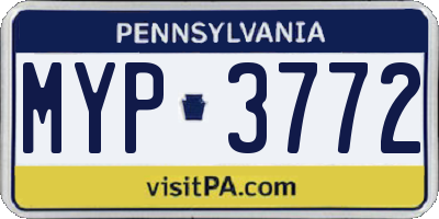 PA license plate MYP3772