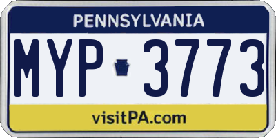 PA license plate MYP3773