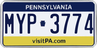 PA license plate MYP3774