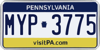 PA license plate MYP3775