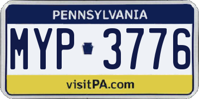 PA license plate MYP3776