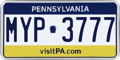 PA license plate MYP3777