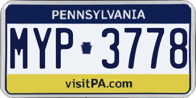 PA license plate MYP3778