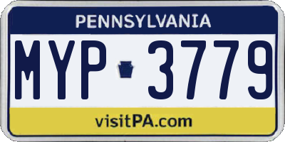 PA license plate MYP3779