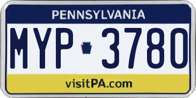 PA license plate MYP3780