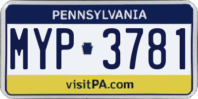 PA license plate MYP3781