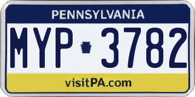 PA license plate MYP3782