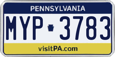 PA license plate MYP3783