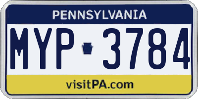 PA license plate MYP3784