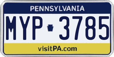 PA license plate MYP3785