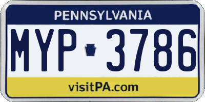 PA license plate MYP3786