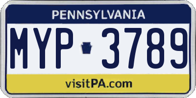 PA license plate MYP3789