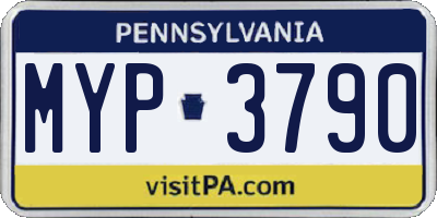 PA license plate MYP3790
