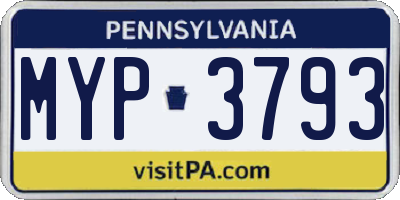 PA license plate MYP3793