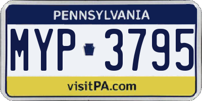 PA license plate MYP3795