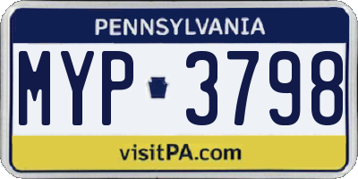 PA license plate MYP3798