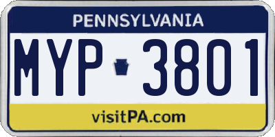 PA license plate MYP3801