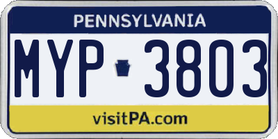 PA license plate MYP3803