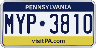 PA license plate MYP3810