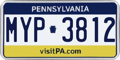 PA license plate MYP3812