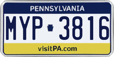 PA license plate MYP3816