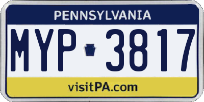 PA license plate MYP3817