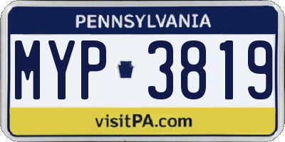 PA license plate MYP3819