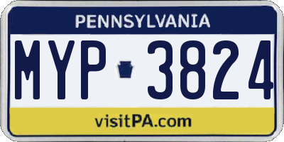 PA license plate MYP3824