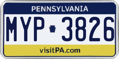 PA license plate MYP3826