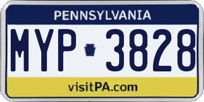 PA license plate MYP3828