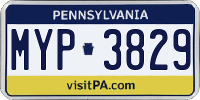 PA license plate MYP3829