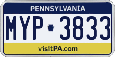 PA license plate MYP3833