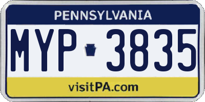 PA license plate MYP3835
