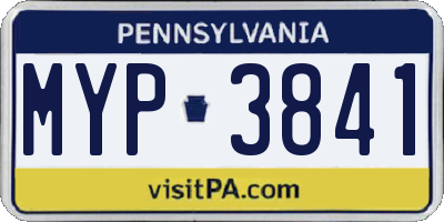 PA license plate MYP3841