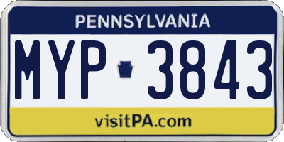 PA license plate MYP3843