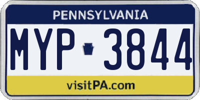 PA license plate MYP3844