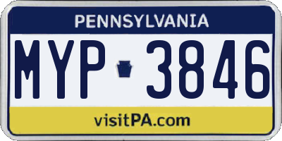 PA license plate MYP3846