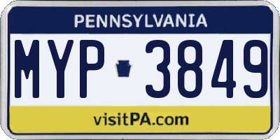 PA license plate MYP3849