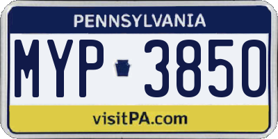 PA license plate MYP3850