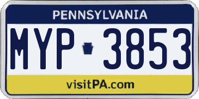 PA license plate MYP3853