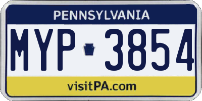 PA license plate MYP3854