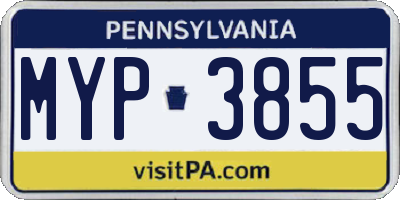 PA license plate MYP3855