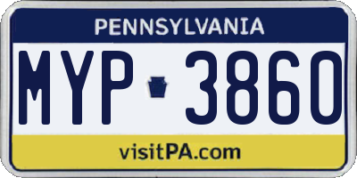 PA license plate MYP3860