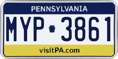 PA license plate MYP3861