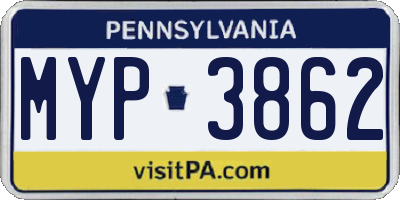 PA license plate MYP3862