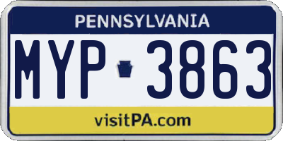 PA license plate MYP3863