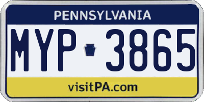 PA license plate MYP3865
