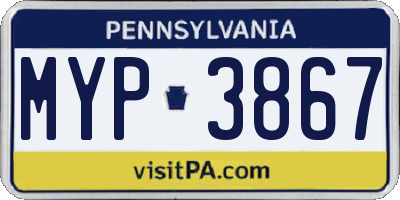 PA license plate MYP3867