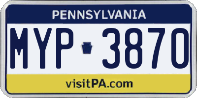 PA license plate MYP3870